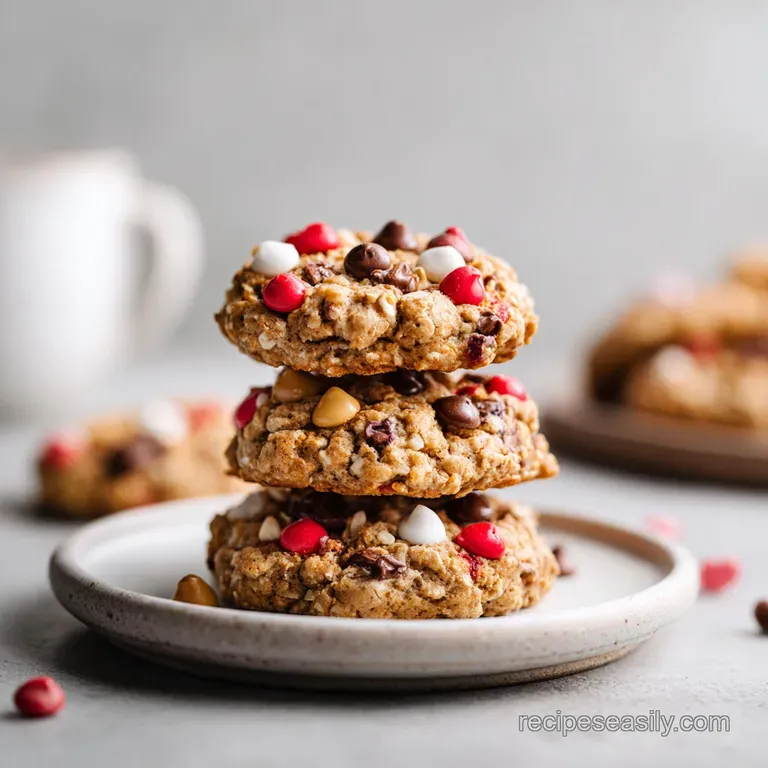 Valentine Monster Cookies: Peanut Butter Rich